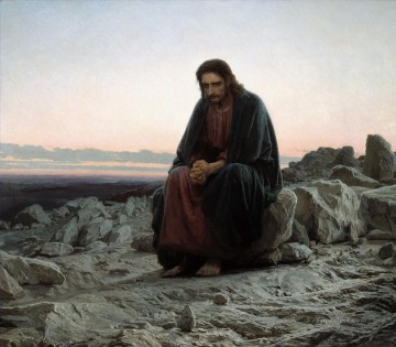  Wilderness Painting - jesus a visionary leader in the wilderness ivan kramskoy religious Christian